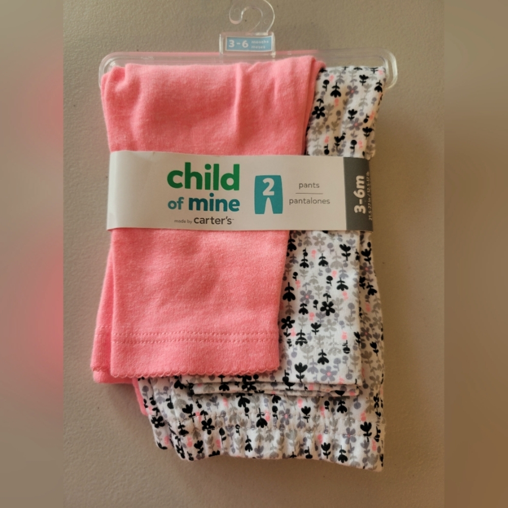NWT Carters 2-pack Infant Girls Pants 3-6 Months